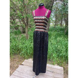 Vintage 1960s Knit Sequin Wiggle Evening Dress MOD
